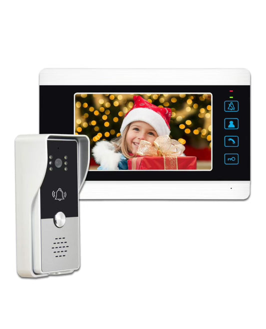 AMOCAM Video Doorbell Intercom System, 7 Inches Alloy Panel Monitor HD Camera Wired Video Door Phone Kits, Support Unlock, Monitoring, Dual-Way Intercom Indoor Outdoor for Villa Office Apartment