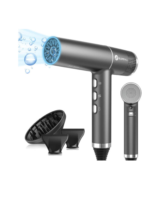 Slopehill Hair Dryer with Unique Brushless Motor | Intelligent Fault Diagnosis | Innovative Microfilter | Oxy Active Technology | Led Display (Gray)