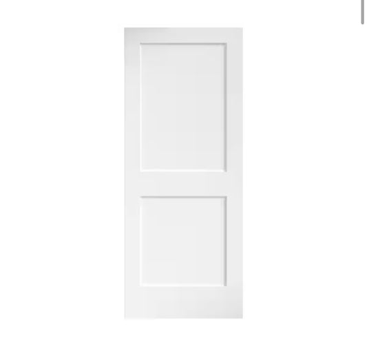 eightdoors
30 in. x 80 in. x 1-3/8 in. Shaker White Primed 2-Panel Solid Core Wood Interior Slab Door