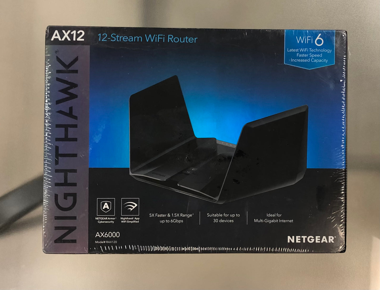 NETGEAR Nighthawk WiFi 6 Router (RAX120) 12-Stream Dual-Band Gigabit Router, AX6000 Wireless Speed (Up to 6 Gbps), Coverage Up to 3,500 sq.ft. and 30 Devices