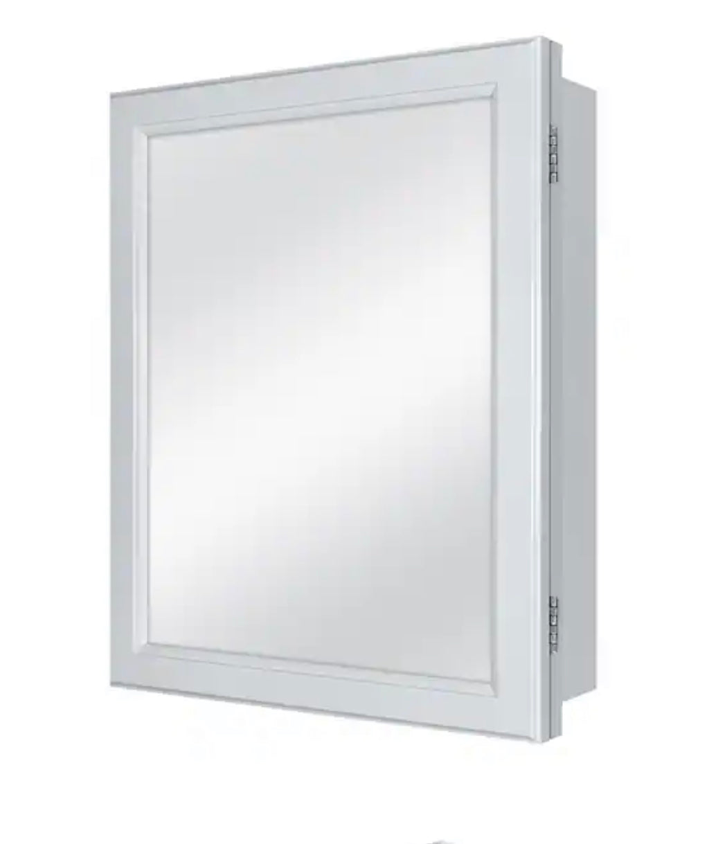 15.12 in. W x 19.25 in. H Rectangular Gray Framed Surface Mount or Recessed Medicine Cabinet with Mirror