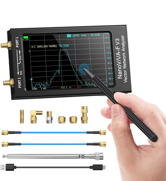 Seesii NanoVNA-F V3 Vector Network Analyzer, [Upgraded] 1MHz-6GHz 4.3 Inch HF VHF UHF VNA Antenna Analyzer, Measuring S-Parameter Voltage SWR,Phase,Delay,Smith Chart,RTC Real-time,801 Scan Points