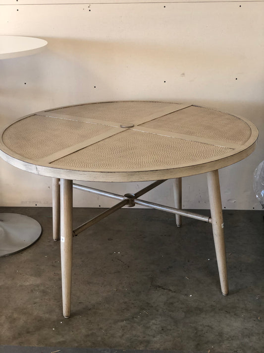 Opal House Round Crushed-Bamboo Stamped-Steel Top Patio Dining Table