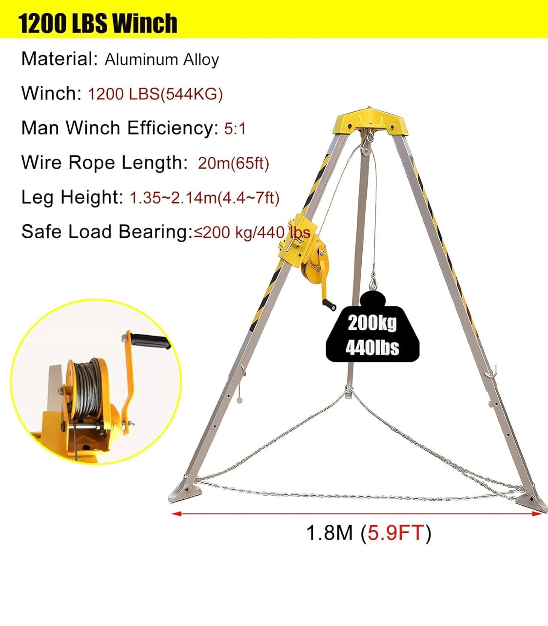 HDYZJQ Heavy Duty Confined Space Rescue Tripod, Confined Space Tripod ...