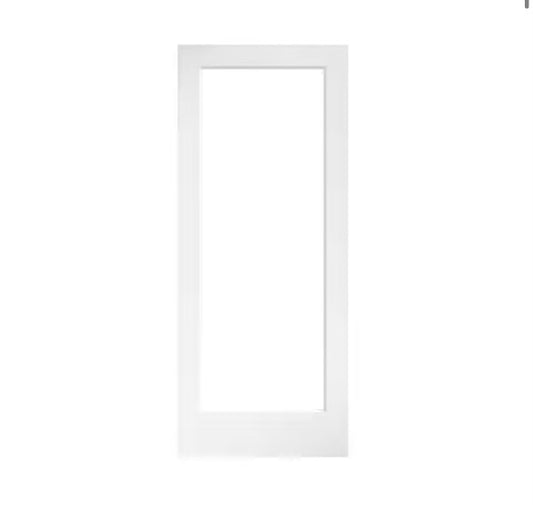 30 in. x 80 in. x 1-3/8 in. Clear Glass 1-Lite White Finished Solid Wood Core French Interior Door Slab - eightdoors