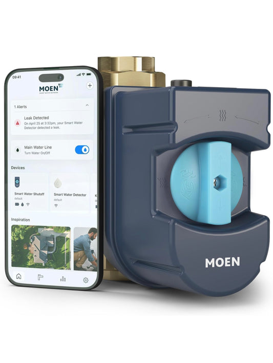 Moen 900-002 Flo Smart Water Monitor and Automatic Shutoff Sensor, Wi-Fi Connected Water Leak Detector for 1-1/4-Inch Diameter Pipe