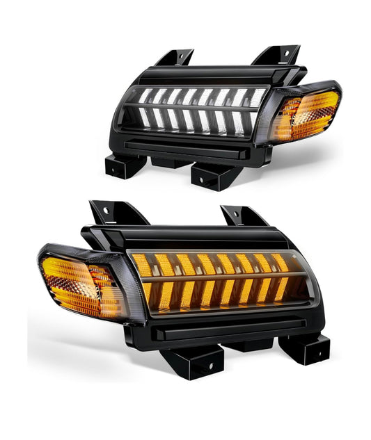 Newest Smoke Lens LED Fender Light Kit LED Turn Signal Lights with DRL & Side Marker Lights Compatible with Jeep Wrangler JL Sport 2018-2021