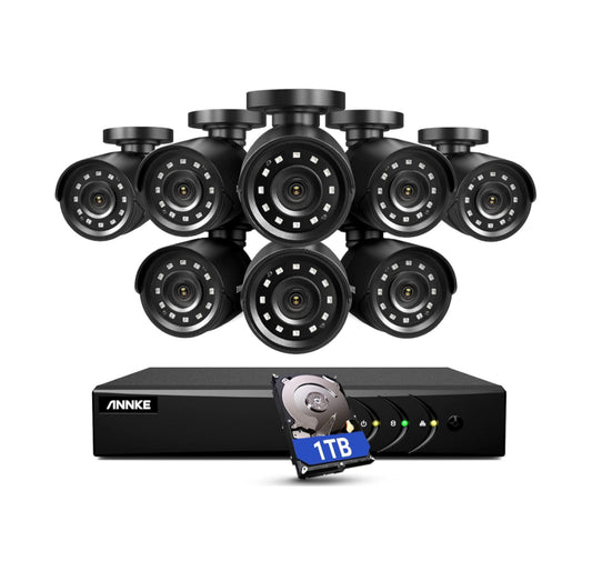 ANNKE 3K Lite Security Camera System Outdoor with AI Human/Vehicle Detection, 8CH H.265+ DVR and 8 x 1920TVL 2MP IP66 Home CCTV Cameras, Smart Playback, Email Alert with Images, 1TB Hard Drive - E200