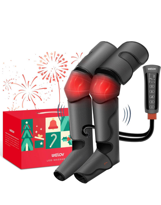 WELOV Leg Compression Massager for Circulation, Christmas Gifts for Dad Mom Men Women, Leg Massager with Heat for Knee, Helpful for Vericose Veins, Muscle Fatigue and Edema