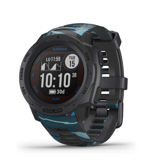 Garmin Instinct Solar Surf, Rugged Outdoor Smartwatch with Solar Charging Capabilities, Tide Data and Dedicated Surfing Activity, Pipeline