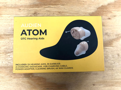 Audien ATOM Rechargeable Hearing Amplifier to Aid and Assist Hearing, Premium Comfort Design and Nearly Invisible