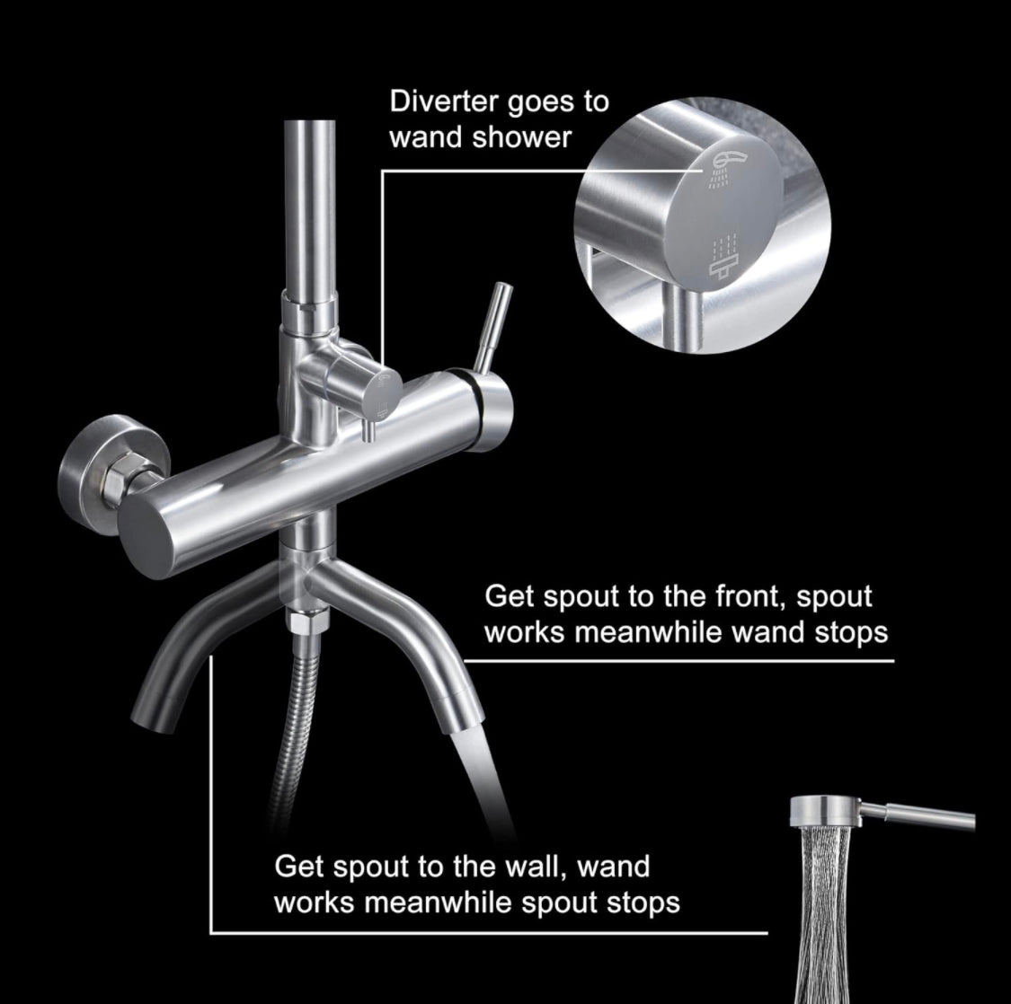 FOROUTE Shower Faucet - Shower Faucets Sets Complete, Shower System - Outdoor Shower Kit/Outdoor Shower Enclosure/Outdoor Shower Fixtures W/Shower Head with Handheld High Pressure, Brushed Nickel