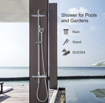 FOROUTE Shower Faucet - Shower Faucets Sets Complete, Shower System - Outdoor Shower Kit/Outdoor Shower Enclosure/Outdoor Shower Fixtures W/Shower Head with Handheld High Pressure, Brushed Nickel