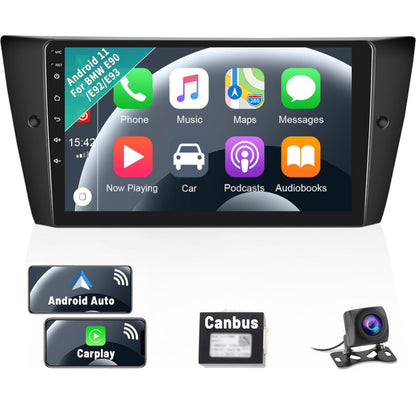 Android 11 Car Stereo with Wireless Apple Carplay Android Auto for BMW 3 Series 2005-2011, 9 Inch HD Touchscreen Car Radio with Backup Camera GPS Navigation WiFi HiFi SWC Bluetooth FM