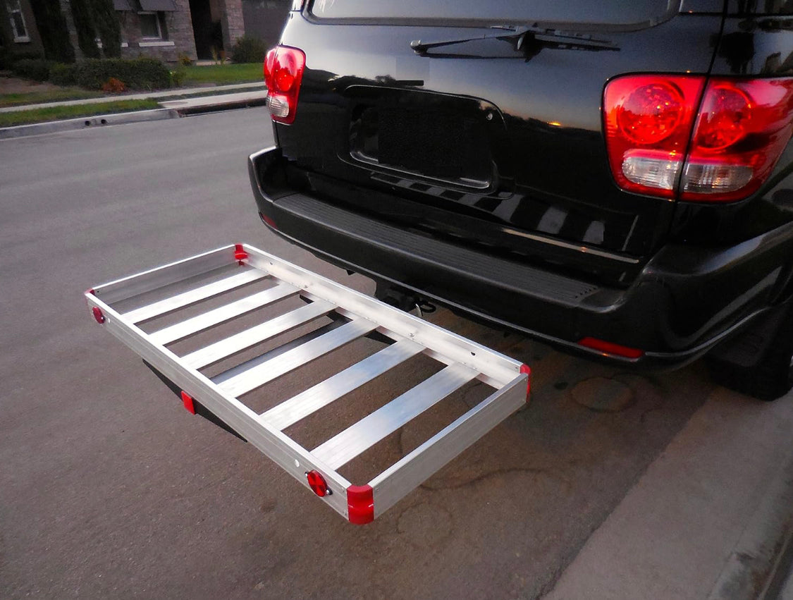 MaxxHaul 48" x 21" Hitch Mount Compact Aluminum Cargo Carrier - 500-lb Load Capacity