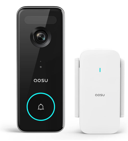 Doorbell Camera Wireless, 5MP Ultra HD, No Monthly Fee, 2.4/5 GHz WiFi Video Doorbell with Homebase, Battery/Wired Powered, Work with Alexa & Google Assistant