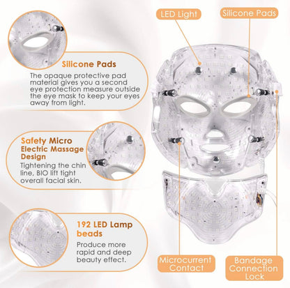 Led Face Mask Light Therapy, Red Light Therapy for Face, 7-1 Colors LED Facial Skin Care Mask