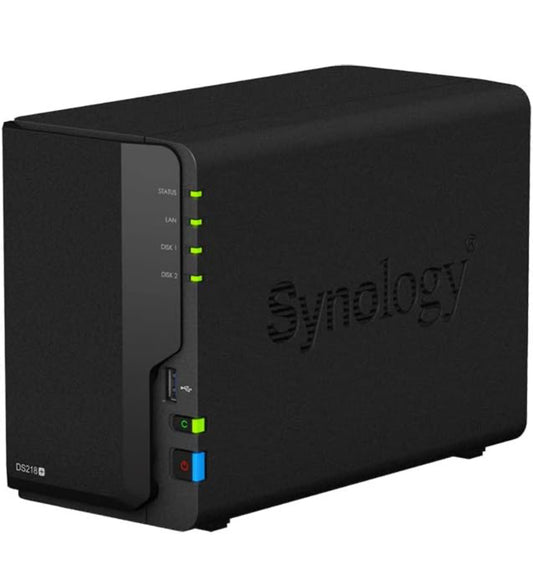 Synology DiskStation DS218+ Mini Desktop NAS Server, Intel Celeron J3355 Dual-Core, 6GB DDR3L SDRAM, 2TB SSD, DSM Software