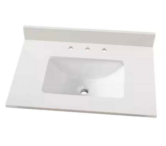 Home Decorators Collection
31 in. W x 22 in D Engineered Stone White Rectangular Single Sink Vanity Top in Snowstorm