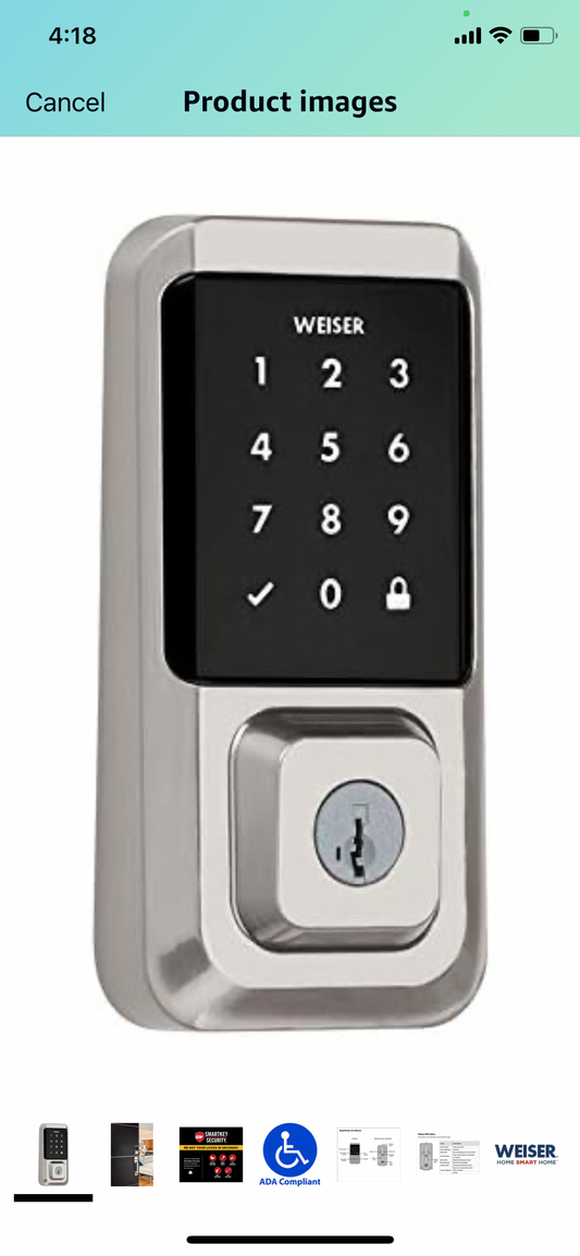 Weiser (by Kwikset) Halo WiFi Touchscreen Electronic Smart Lock, Compatible with Alexa and Google Assistant, Color: Satin Nickel